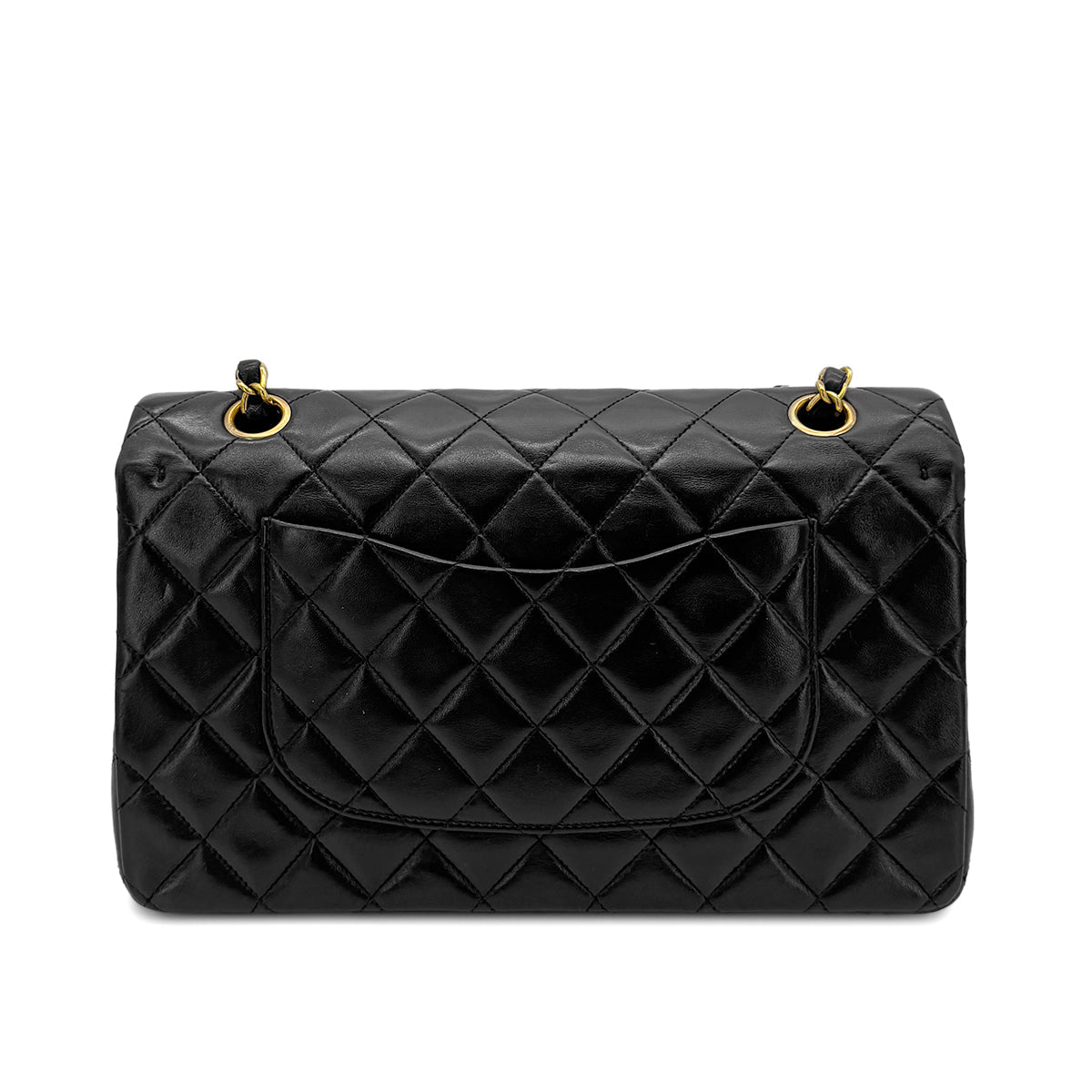 Luxury Promise Japan CHANEL VINTAGE CLASSIC FLAP MEDIUM CHAIN SHOULDER BAG BLACK LAMB SKIN 90268863