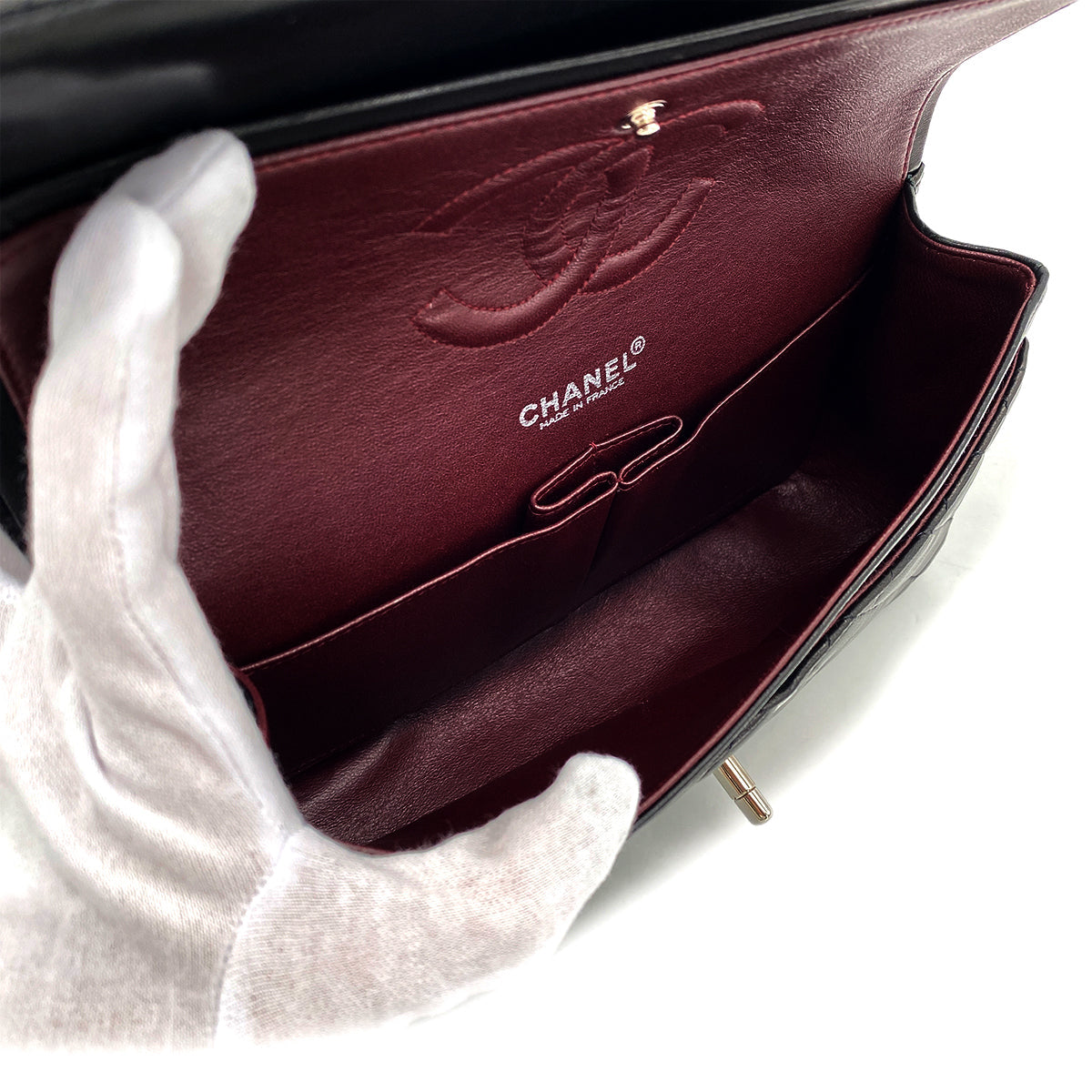 Luxury Promise Japan CHANEL VINTAGE CLASSIC FLAP MEDIUM CHAIN SHOULDER BAG BLACK LAMB SKIN 90268898