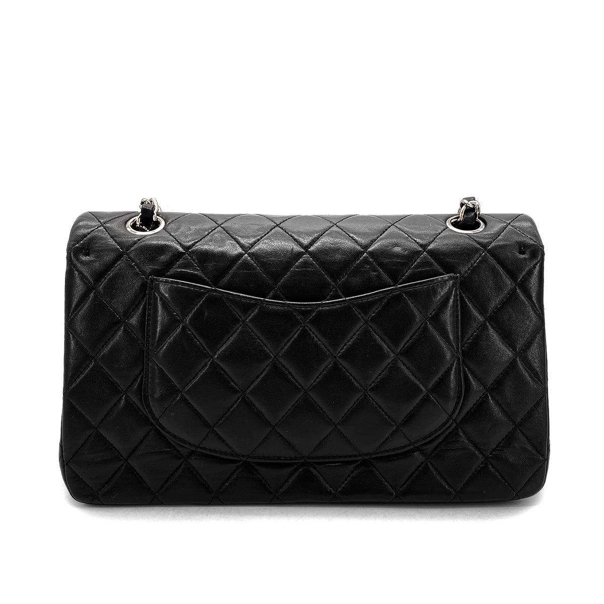 Luxury Promise Japan CHANEL VINTAGE CLASSIC FLAP MEDIUM CHAIN SHOULDER BAG BLACK LAMB SKIN 90268898