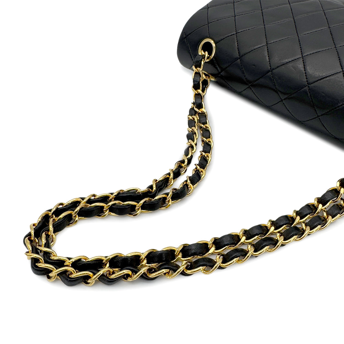 Luxury Promise Japan CHANEL VINTAGE CLASSIC FLAP MEDIUM CHAIN SHOULDER BAG BLACK LAMB SKIN 90269096