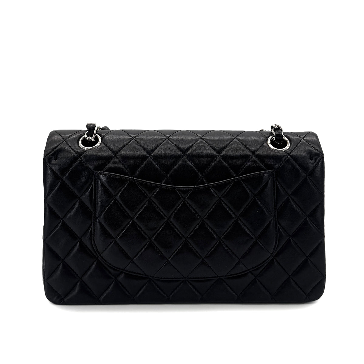 Luxury Promise Japan CHANEL VINTAGE CLASSIC FLAP MEDIUM CHAIN SHOULDER BAG BLACK LAMB SKIN 90288496