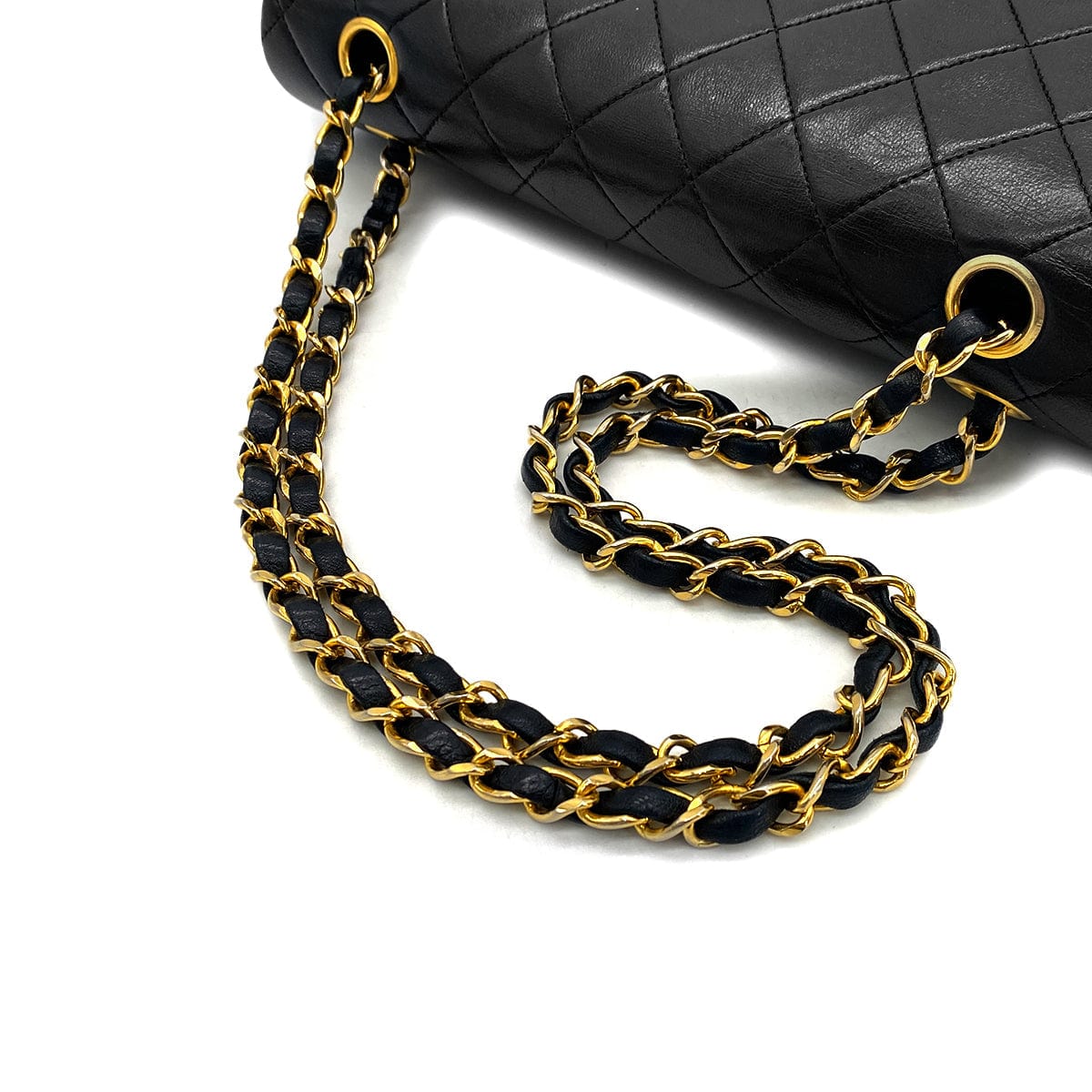 Luxury Promise Japan CHANEL VINTAGE CLASSIC FLAP MEDIUM CHAIN SHOULDER BAG BLACK LAMB SKIN 90294191