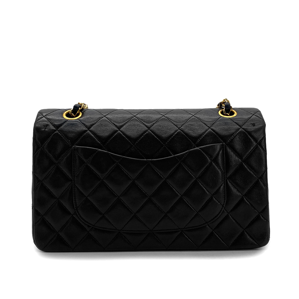 Luxury Promise Japan CHANEL VINTAGE CLASSIC FLAP MEDIUM CHAIN SHOULDER BAG BLACK LAMB SKIN 90294191