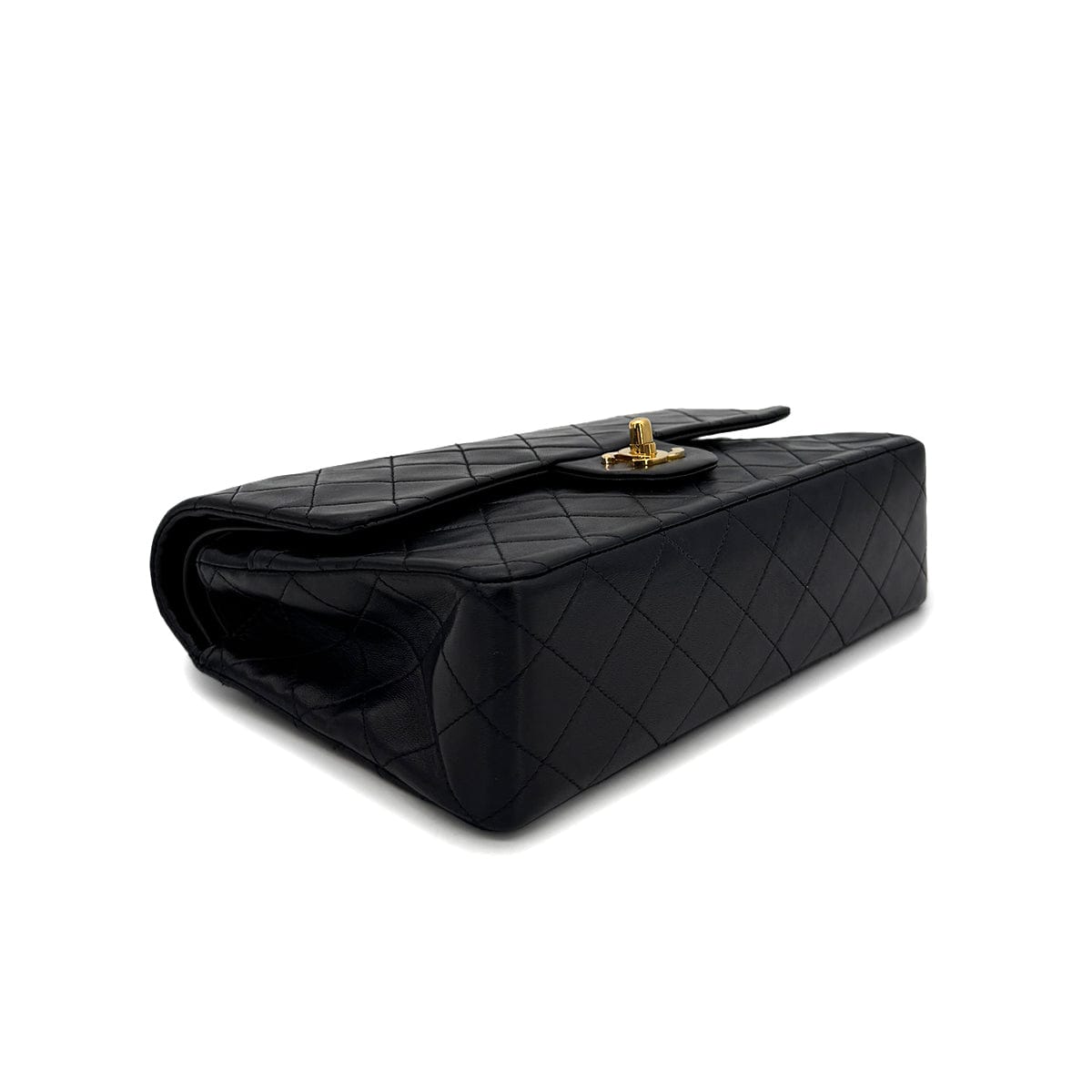 Luxury Promise Japan CHANEL VINTAGE CLASSIC FLAP MEDIUM CHAIN SHOULDER BAG BLACK LAMB SKIN 90305464