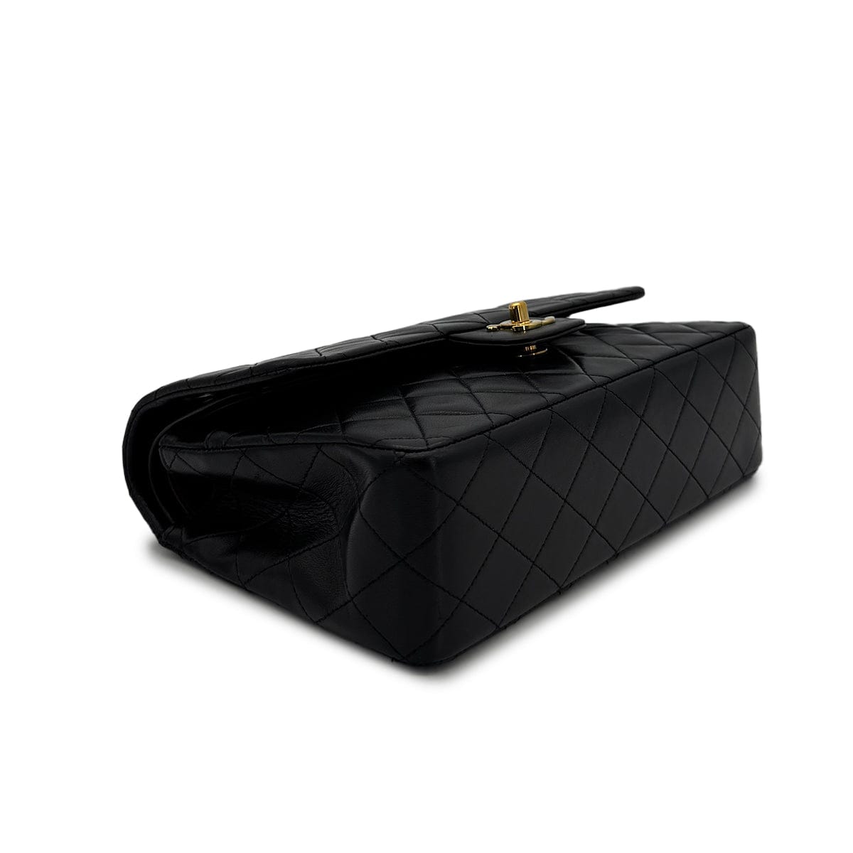Luxury Promise Japan CHANEL VINTAGE CLASSIC FLAP MEDIUM CHAIN SHOULDER BAG BLACK LAMB SKIN 90306514