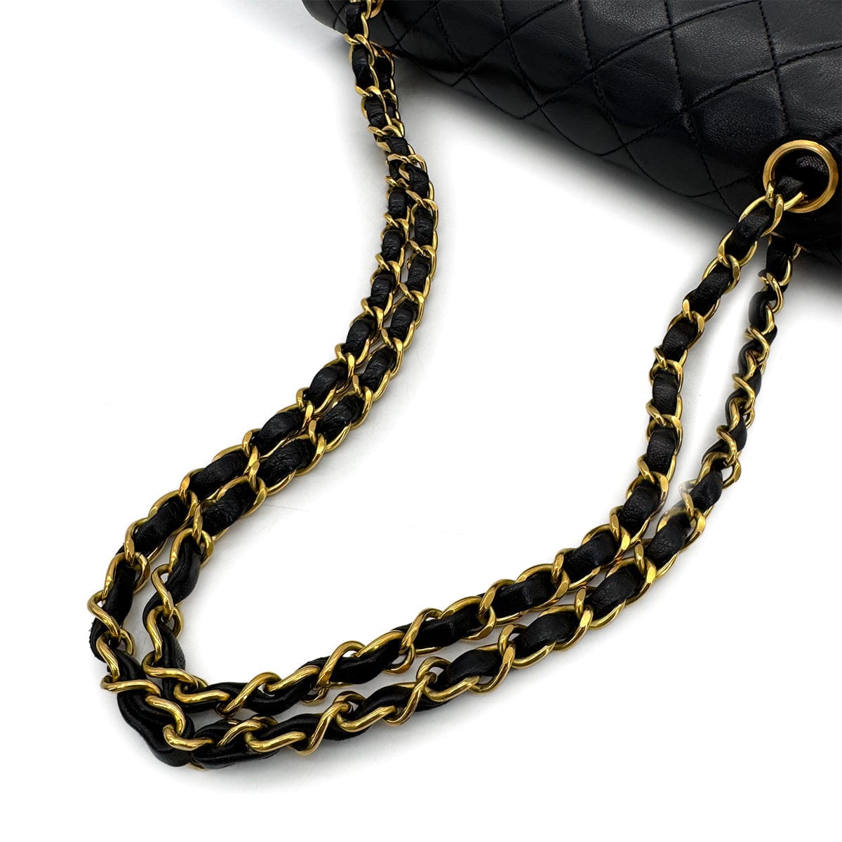 Luxury Promise Japan CHANEL VINTAGE CLASSIC FLAP MEDIUM CHAIN SHOULDER BAG BLACK LAMB SKIN 90306514