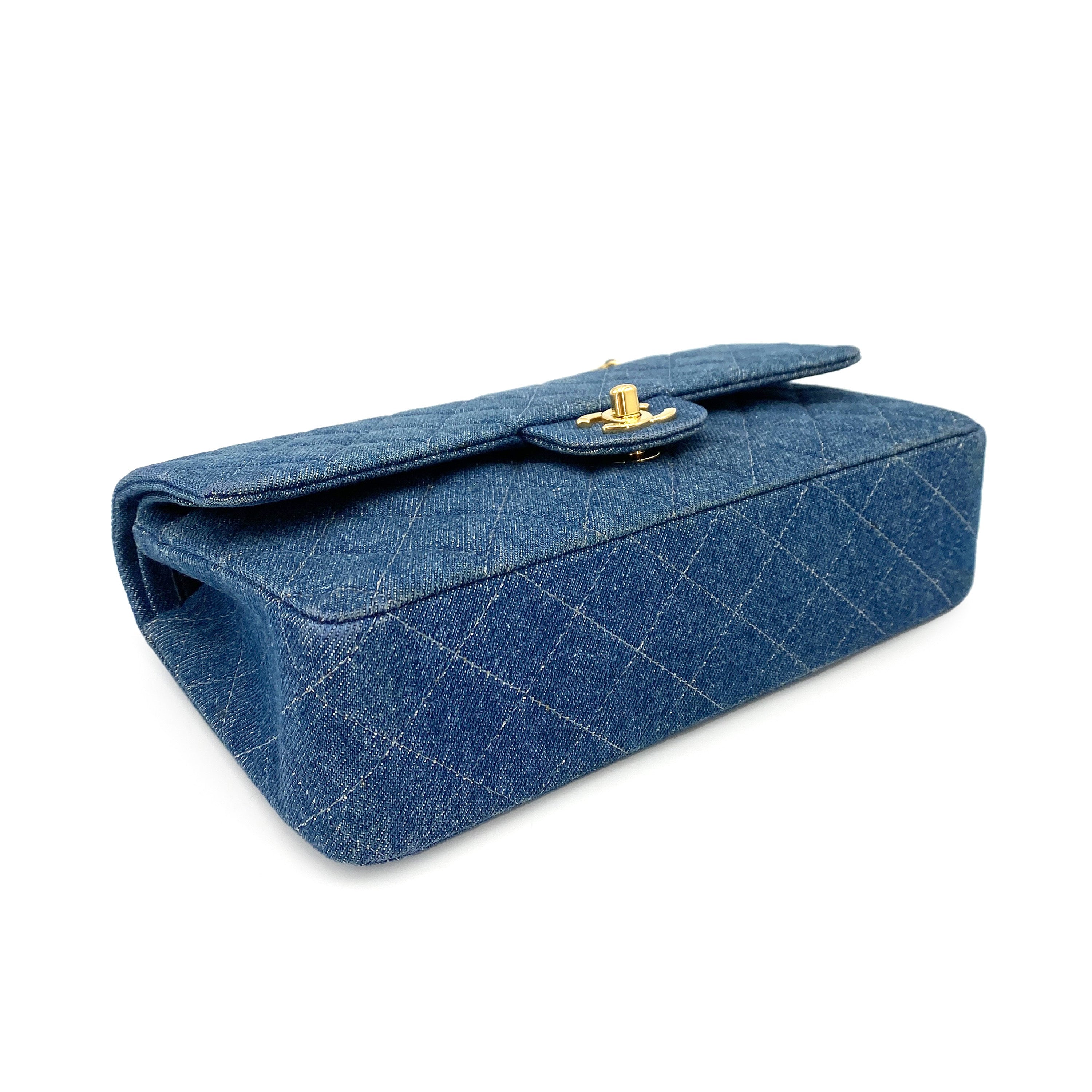 Luxury Promise Japan CHANEL VINTAGE CLASSIC FLAP MEDIUM CHAIN SHOULDER BAG BLUE DENIM 90245055