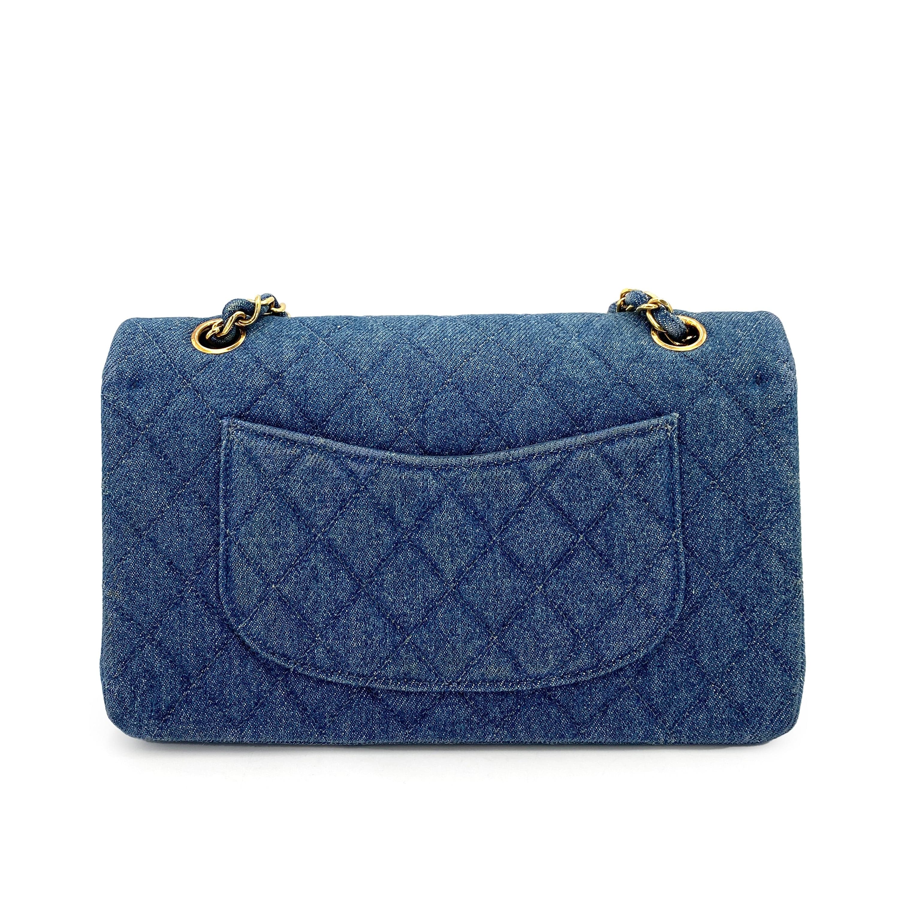 Luxury Promise Japan CHANEL VINTAGE CLASSIC FLAP MEDIUM CHAIN SHOULDER BAG BLUE DENIM 90245055
