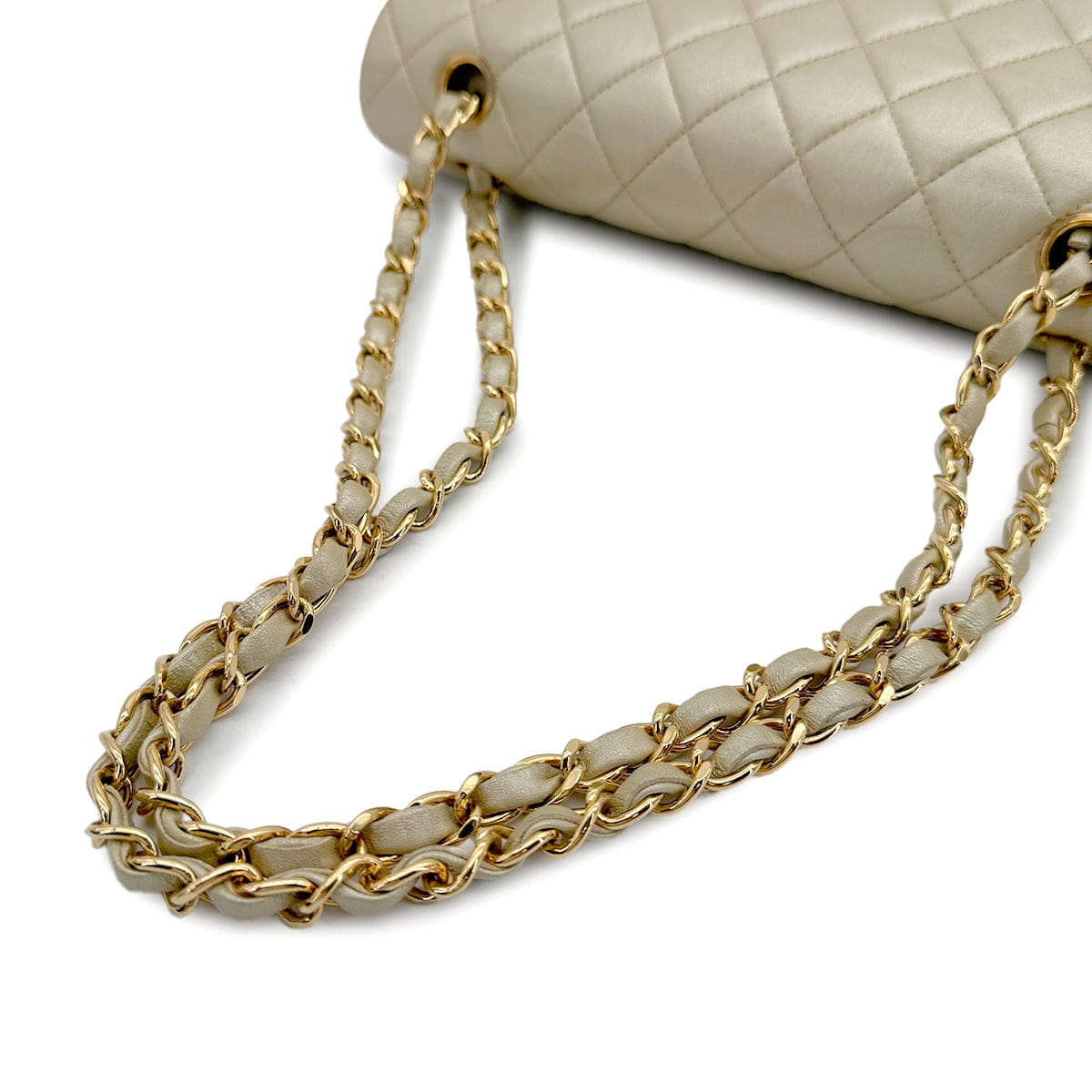 Luxury Promise Japan CHANEL VINTAGE CLASSIC FLAP MEDIUM CHAIN SHOULDER BAG CHAMPAGNE GOLD LAMB SKIN 90308265