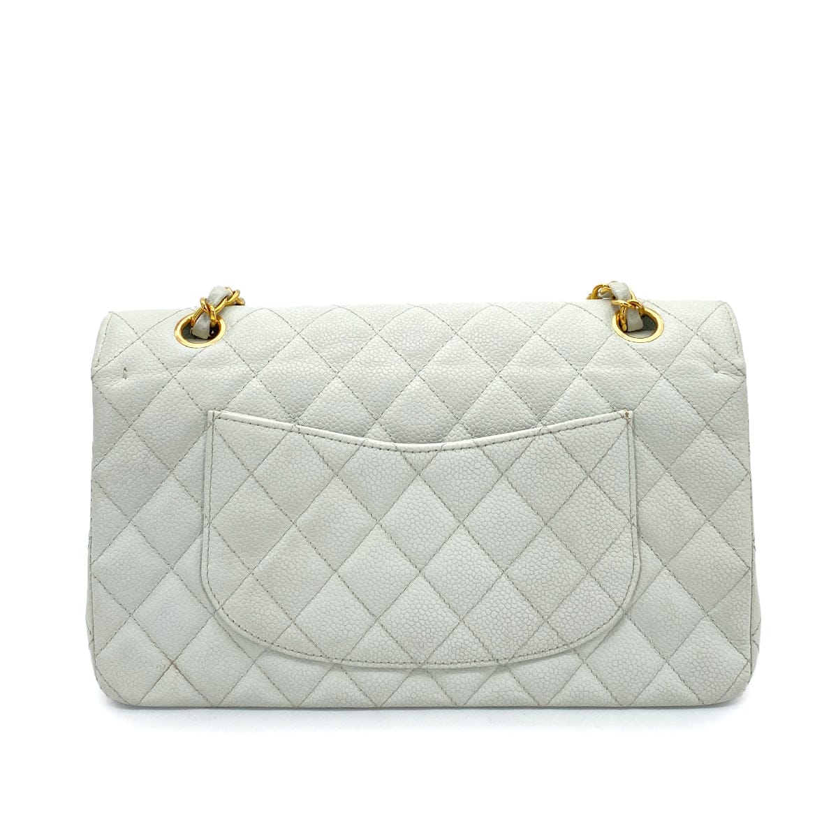 Luxury Promise Japan CHANEL VINTAGE CLASSIC FLAP MEDIUM CHAIN SHOULDER BAG LIGHT BLUE CAVIAR SKIN 90261587