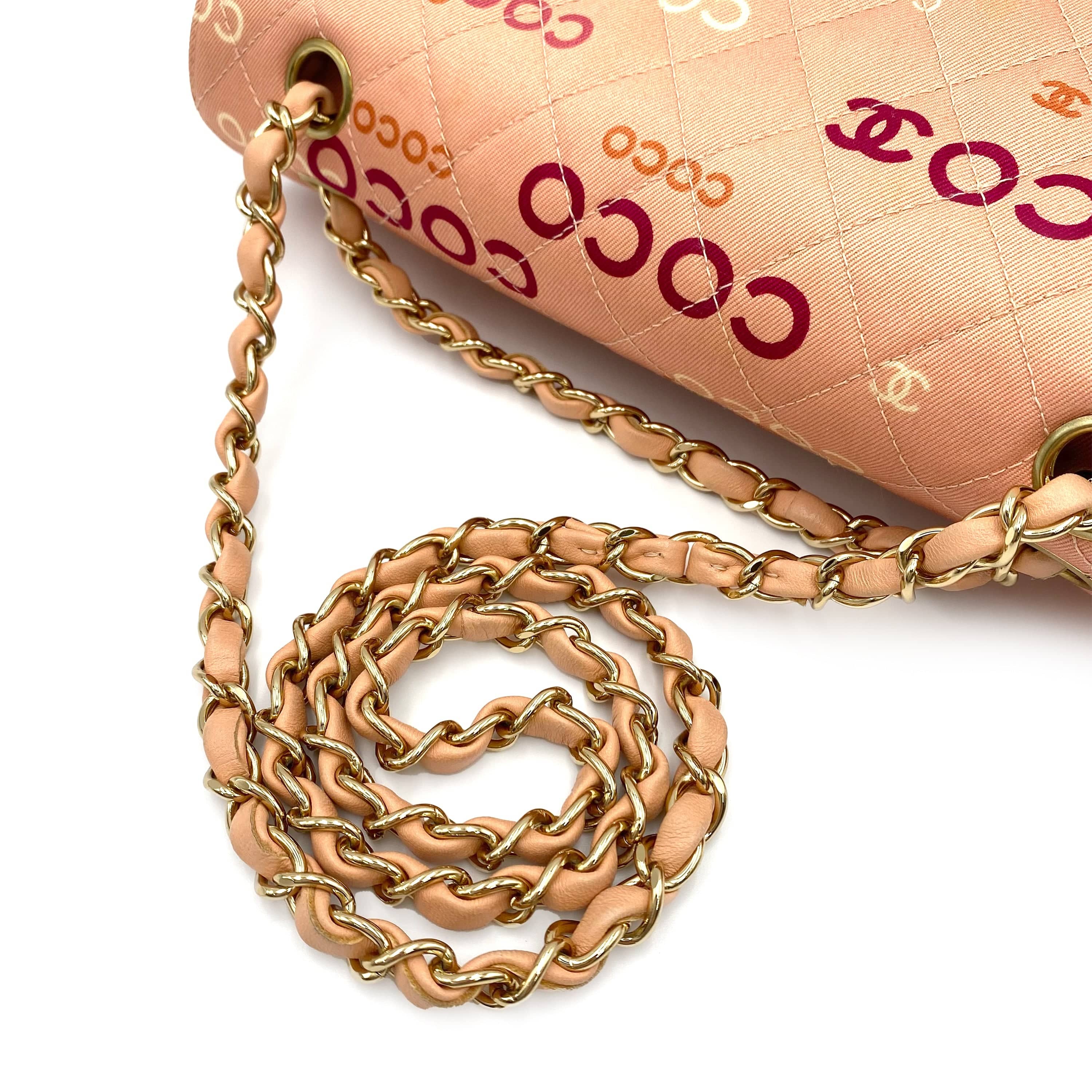 Luxury Promise Japan CHANEL VINTAGE CLASSIC FLAP MEDIUM CHAIN SHOULDER BAG PINK CANVAS 90232008