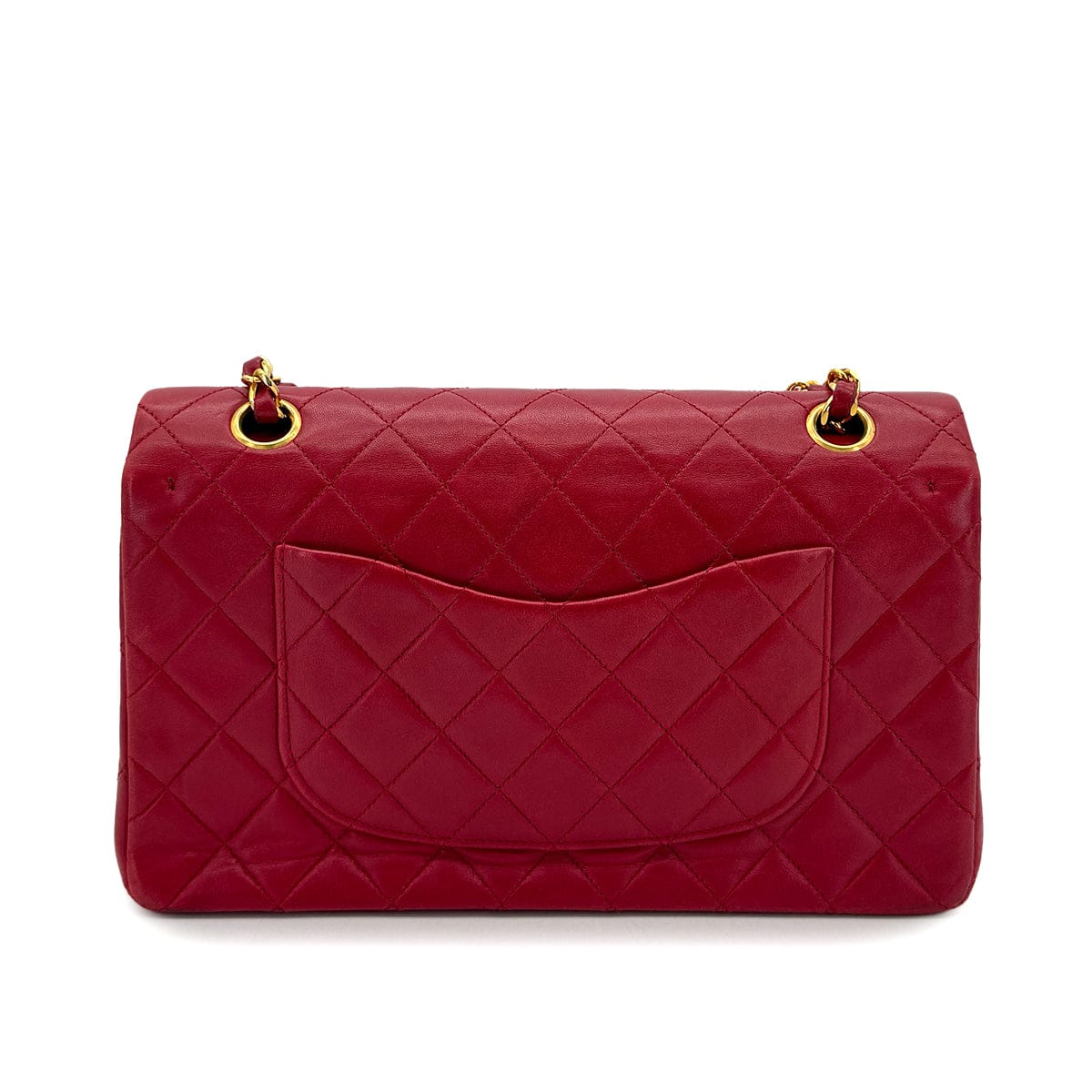 Luxury Promise Japan CHANEL VINTAGE CLASSIC FLAP MEDIUM CHAIN SHOULDER BAG RED LAMB SKIN 90291884