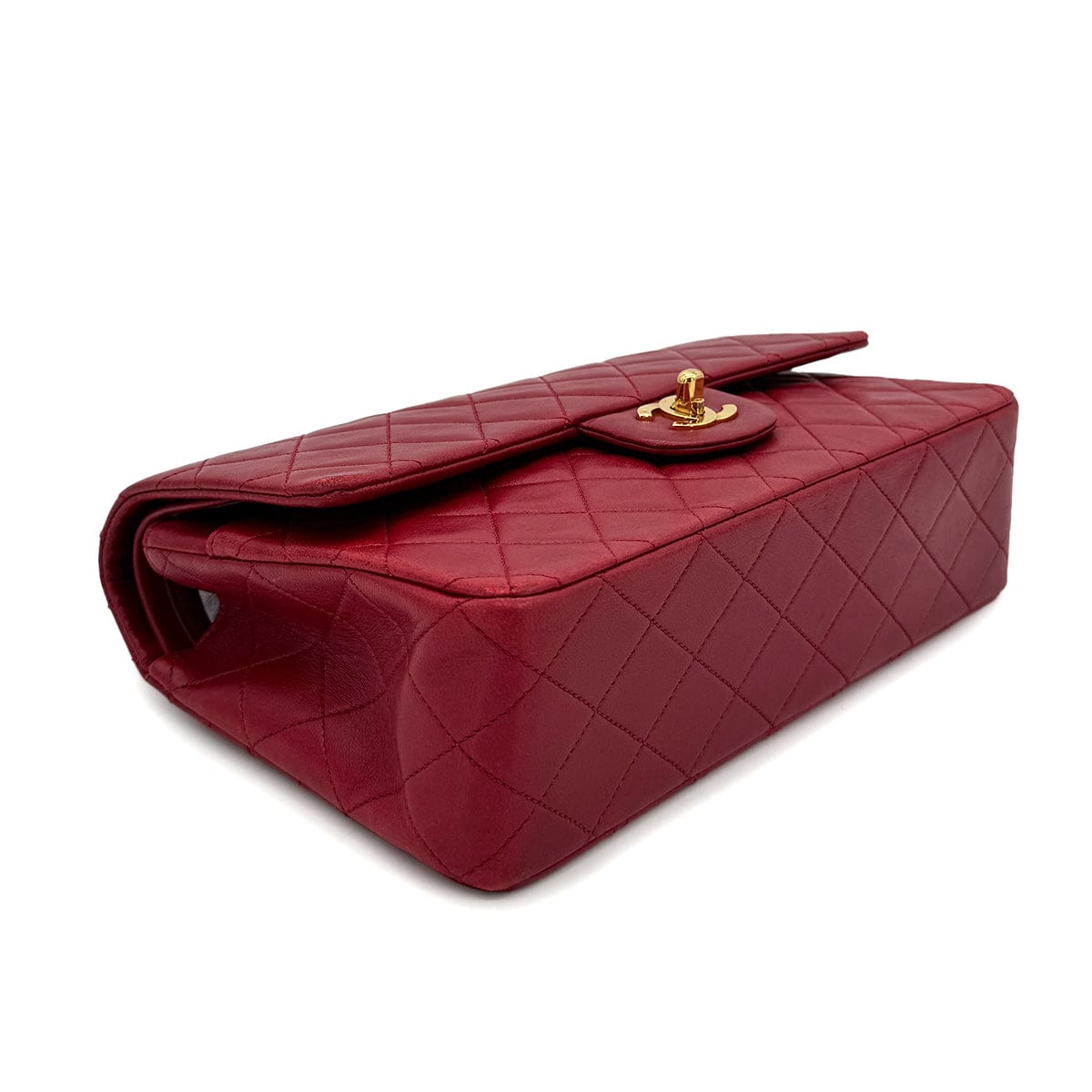 Luxury Promise Japan CHANEL VINTAGE CLASSIC FLAP MEDIUM CHAIN SHOULDER BAG RED LAMB SKIN 90291884