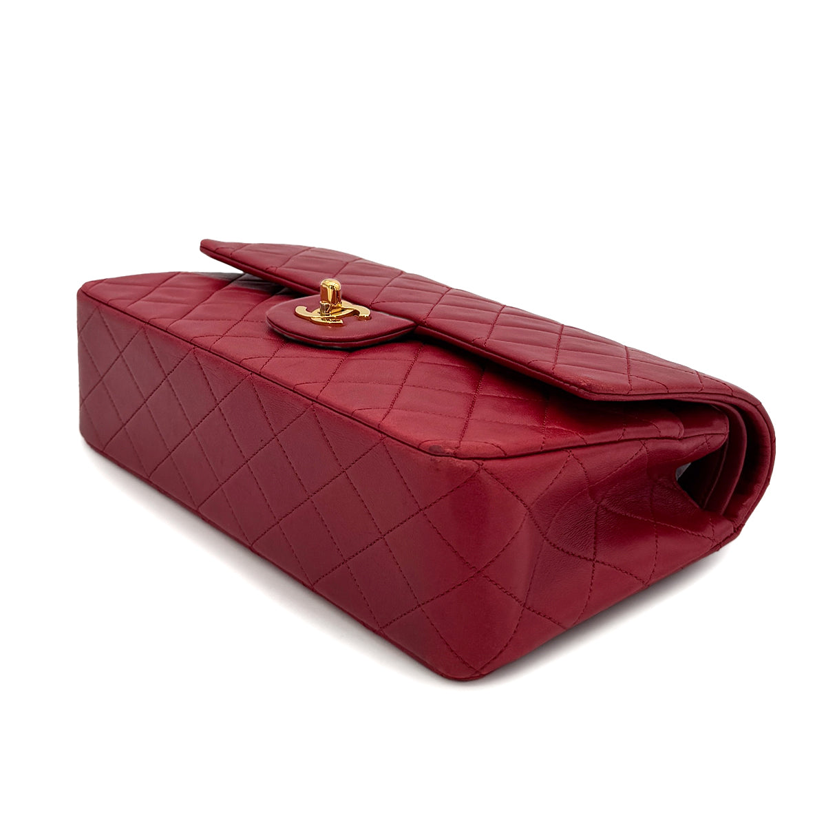 Luxury Promise Japan CHANEL VINTAGE CLASSIC FLAP MEDIUM CHAIN SHOULDER BAG RED LAMB SKIN 90291884