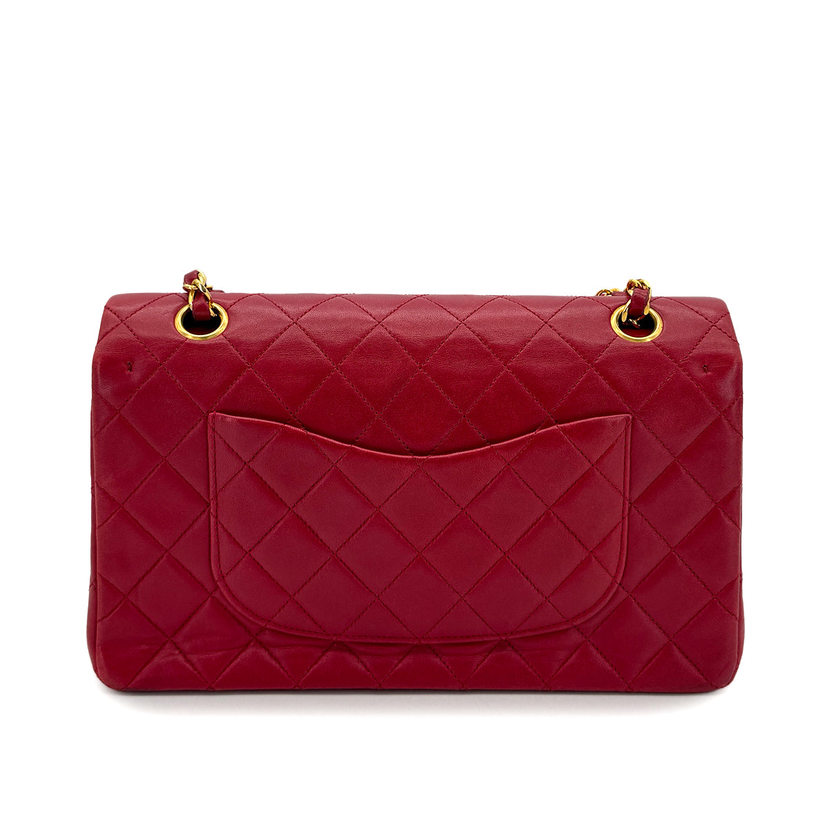 Luxury Promise Japan CHANEL VINTAGE CLASSIC FLAP MEDIUM CHAIN SHOULDER BAG RED LAMB SKIN 90291884