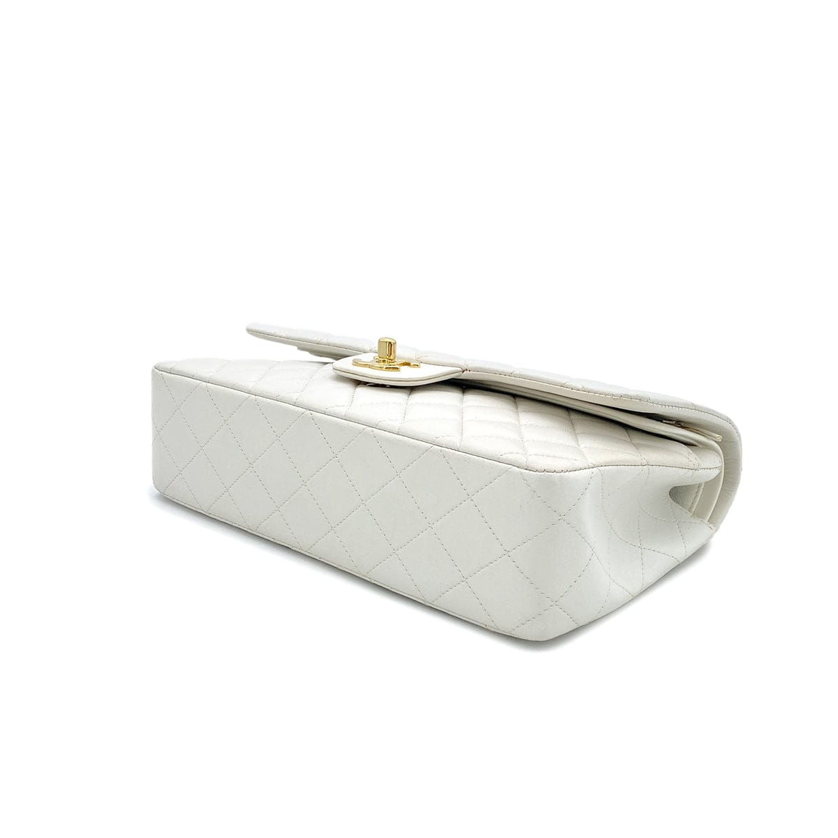 Luxury Promise Japan CHANEL VINTAGE CLASSIC FLAP MEDIUM CHAIN SHOULDER BAG WHITE LAMB SKIN 90299560