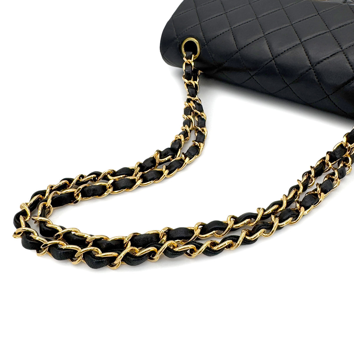 Luxury Promise Japan CHANEL VINTAGE CLASSIC FLAP SMALL CHAIN SHOULDER BAG BLACK LAMB SKIN 90198924