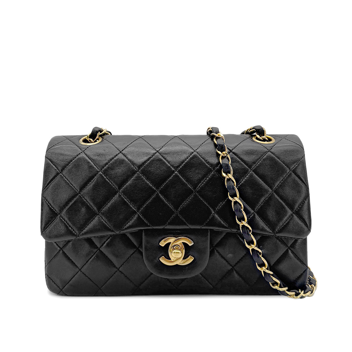 Luxury Promise Japan CHANEL VINTAGE CLASSIC FLAP SMALL CHAIN SHOULDER BAG BLACK LAMB SKIN 90268885