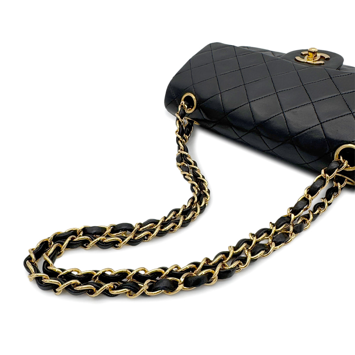 Luxury Promise Japan CHANEL VINTAGE CLASSIC FLAP SMALL CHAIN SHOULDER BAG BLACK LAMB SKIN 90268885