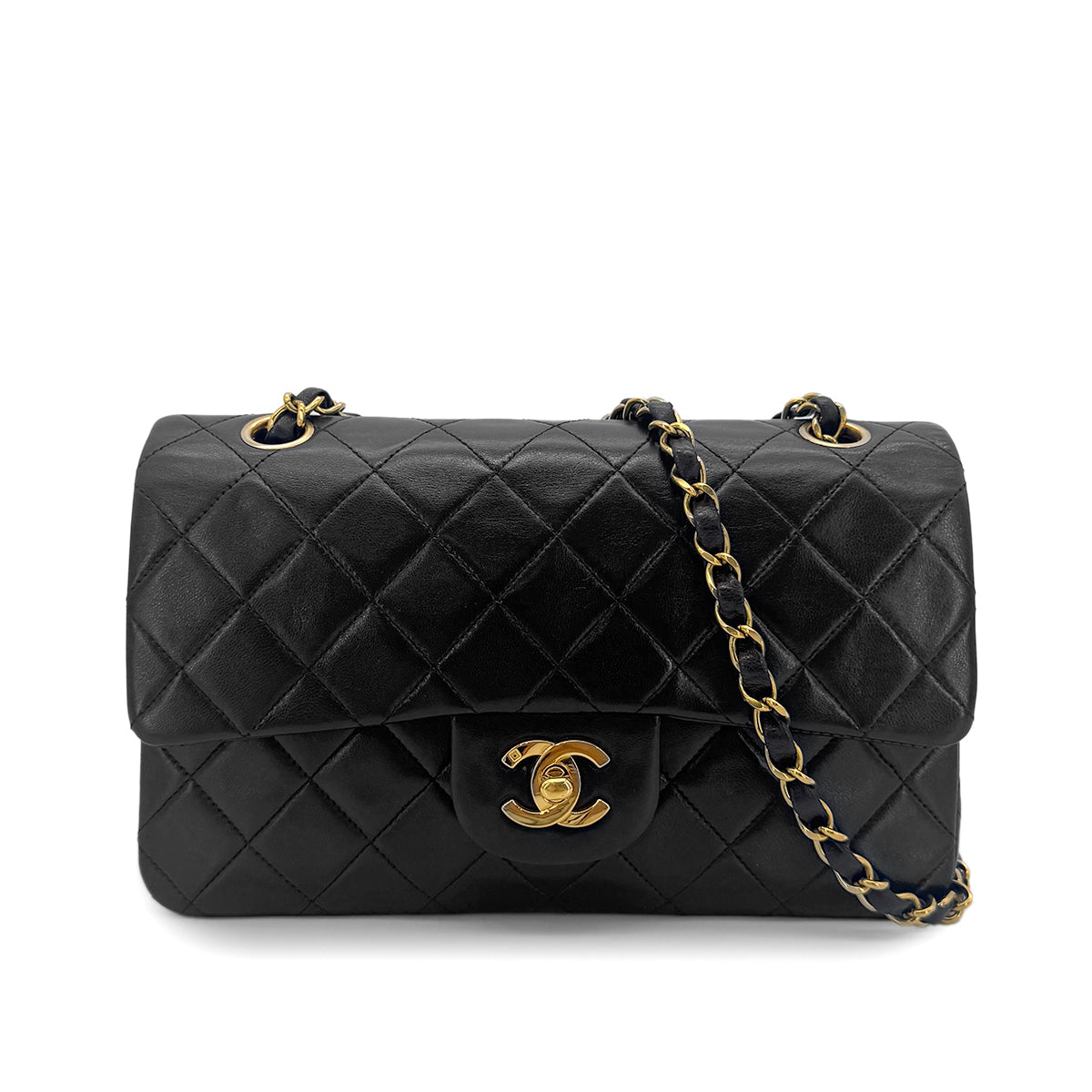 Luxury Promise Japan CHANEL VINTAGE CLASSIC FLAP SMALL CHAIN SHOULDER BAG BLACK LAMB SKIN 90269075
