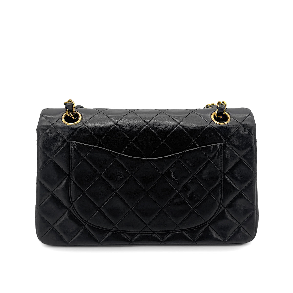 Luxury Promise Japan CHANEL VINTAGE CLASSIC FLAP SMALL CHAIN SHOULDER BAG BLACK LAMB SKIN 90274407
