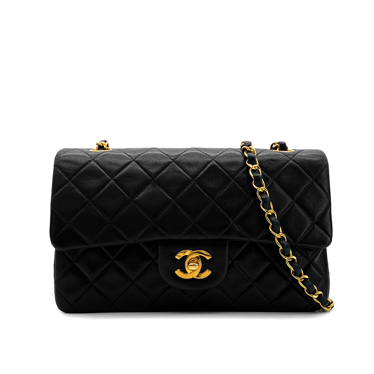 Luxury Promise Japan CHANEL VINTAGE CLASSIC FLAP SMALL CHAIN SHOULDER BAG BLACK LAMB SKIN 90282747