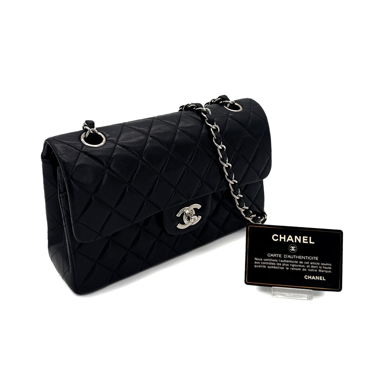 Luxury Promise Japan CHANEL VINTAGE CLASSIC FLAP SMALL CHAIN SHOULDER BAG BLACK LAMB SKIN 90284884