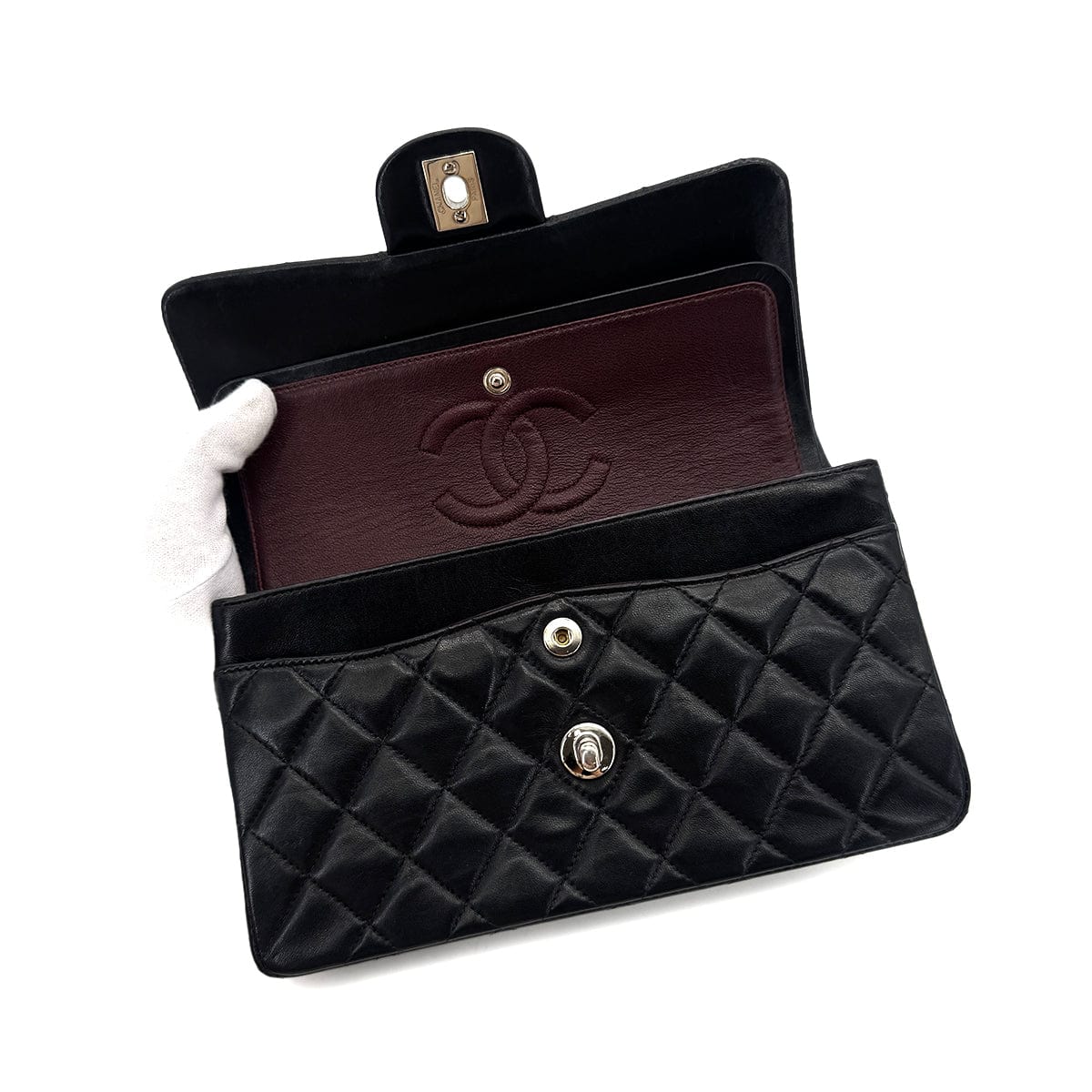 Luxury Promise Japan CHANEL VINTAGE CLASSIC FLAP SMALL CHAIN SHOULDER BAG BLACK LAMB SKIN 90284884