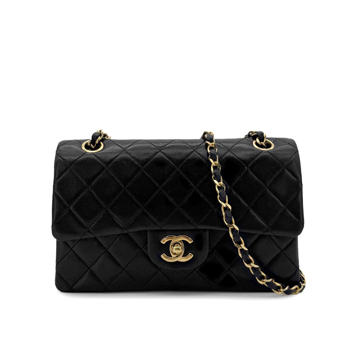 Luxury Promise Japan CHANEL VINTAGE CLASSIC FLAP SMALL CHAIN SHOULDER BAG BLACK LAMB SKIN 90285136
