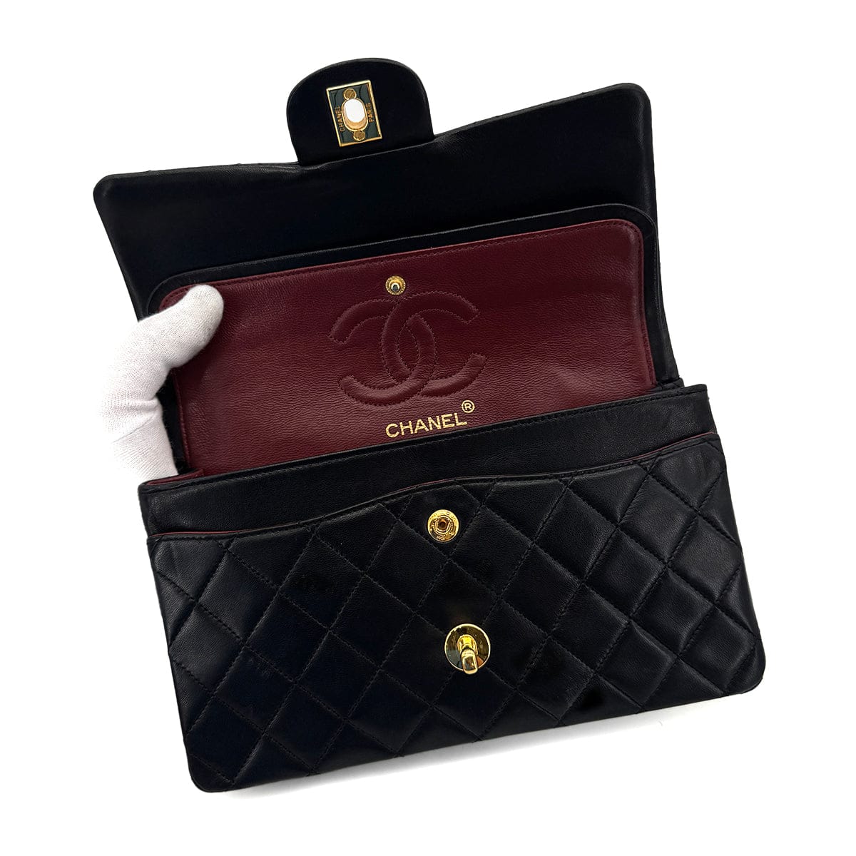 Luxury Promise Japan CHANEL VINTAGE CLASSIC FLAP SMALL CHAIN SHOULDER BAG BLACK LAMB SKIN 90285136
