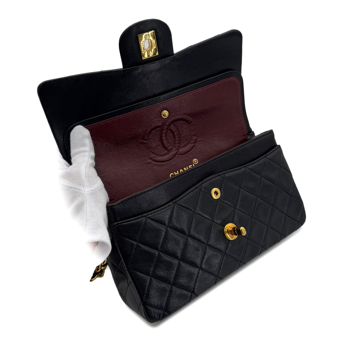 Luxury Promise Japan CHANEL VINTAGE CLASSIC FLAP SMALL CHAIN SHOULDER BAG BLACK LAMB SKIN 90287887