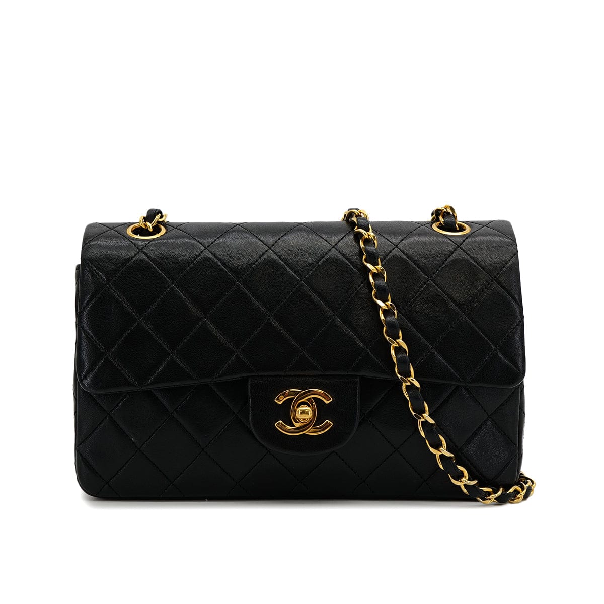 Luxury Promise Japan CHANEL VINTAGE CLASSIC FLAP SMALL CHAIN SHOULDER BAG BLACK LAMB SKIN 90308258