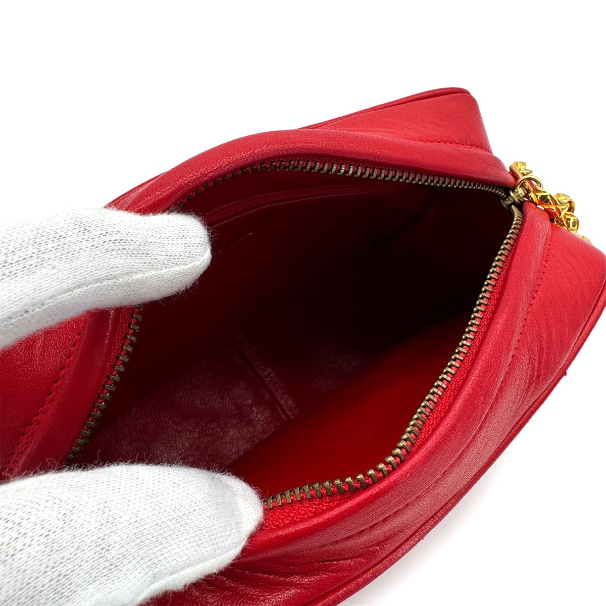 Luxury Promise Japan CHANEL VINTAGE COCO BALL MATELASSE BIJOU CHAIN SHOULDER BAG FRINGE RED LAMB SKIN 90310344
