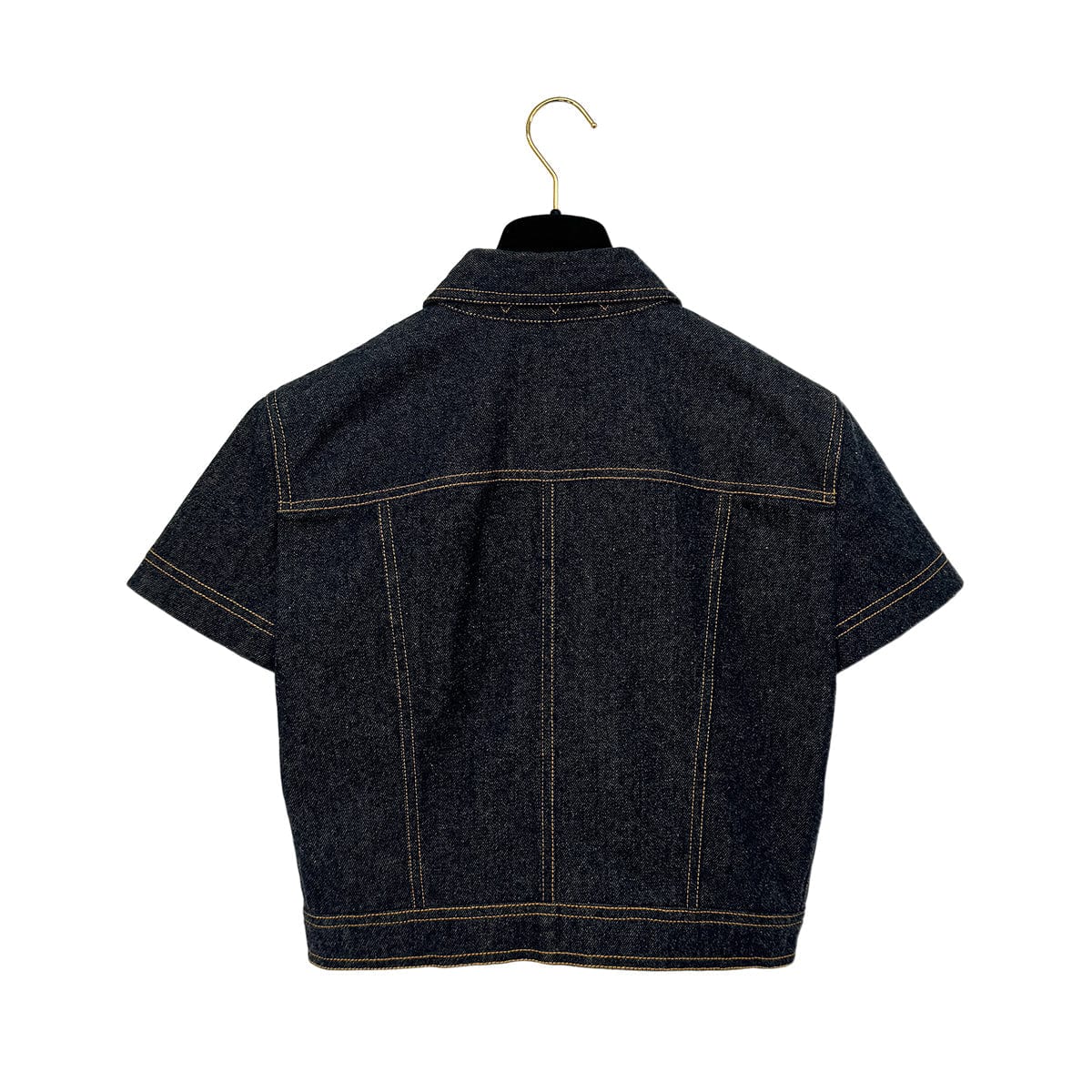 Luxury Promise Japan CHANEL VINTAGE COCO BUTTON DENIM SHORT JACKET NAVY COTTON 40 E97 RTW 90289573