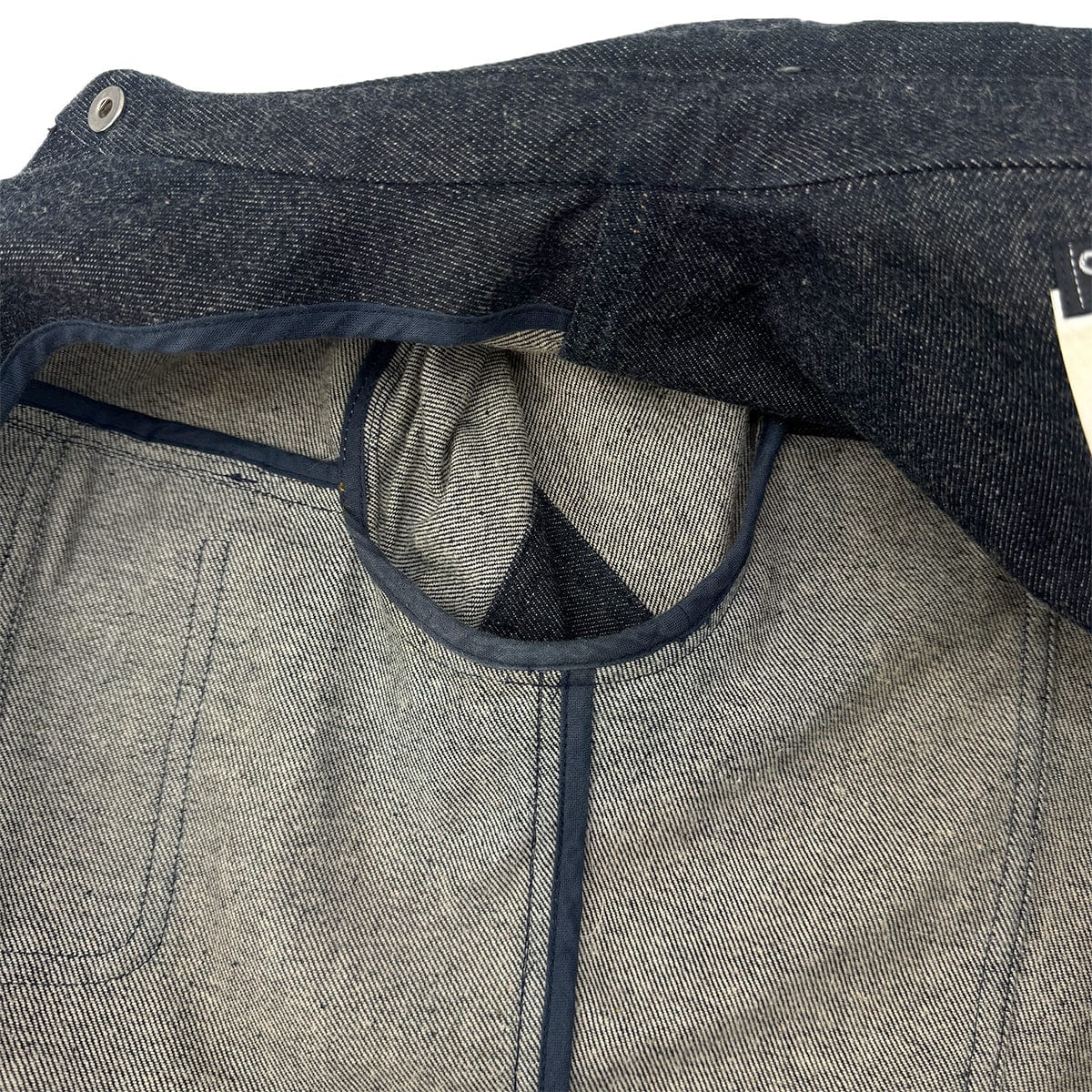 Luxury Promise Japan CHANEL VINTAGE COCO BUTTON DENIM SHORT JACKET NAVY COTTON 40 E97 RTW 90289573