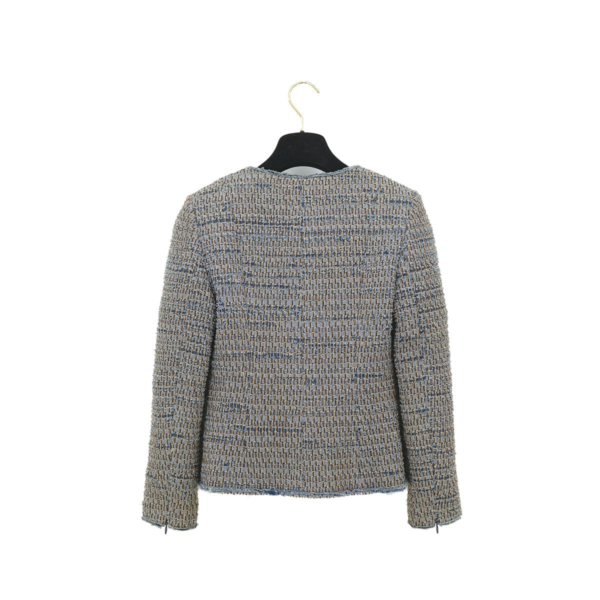 Luxury Promise Japan CHANEL VINTAGE COCO BUTTON DENIM TWEED JACKET BLUE GRAY COTTON 38 03P RTW 90313368