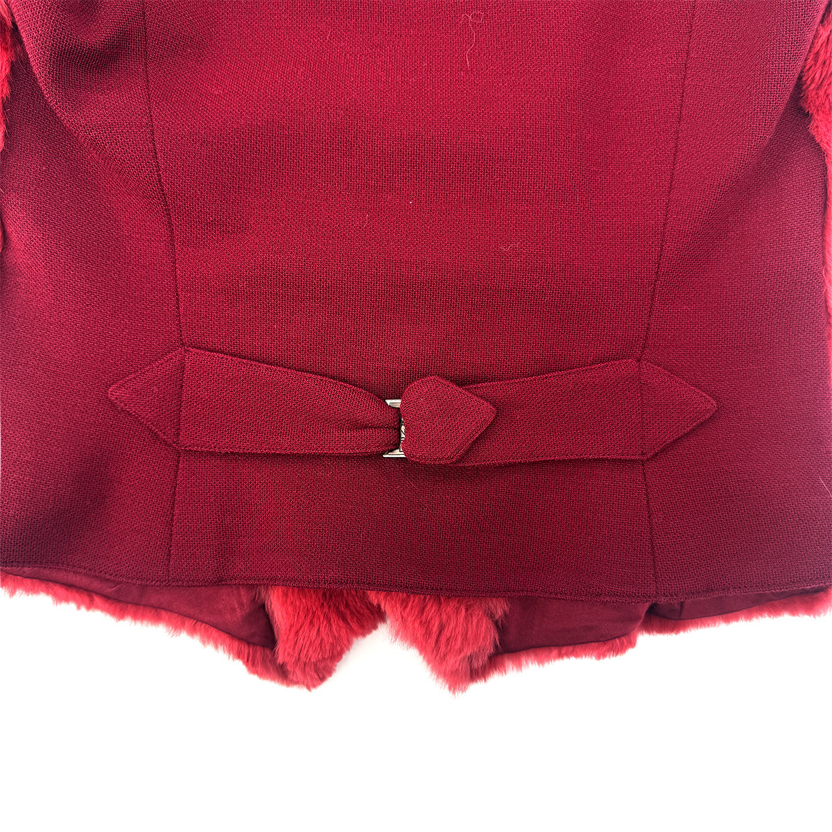 Luxury Promise Japan CHANEL VINTAGE COCO BUTTON FAR VEST GILET RED RABBIT 38 97A RTW 90292116