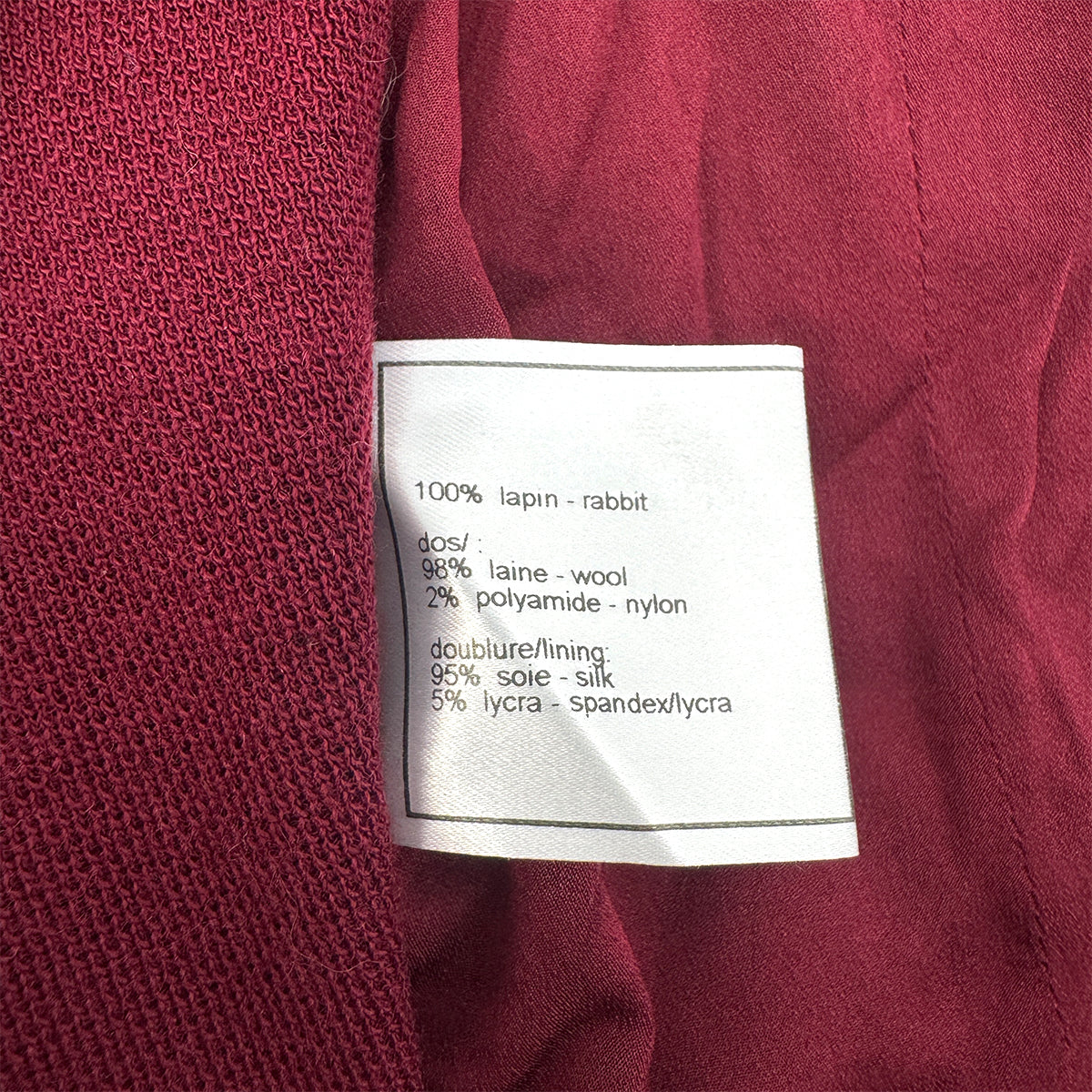 Luxury Promise Japan CHANEL VINTAGE COCO BUTTON FAR VEST GILET RED RABBIT 38 97A RTW 90292116