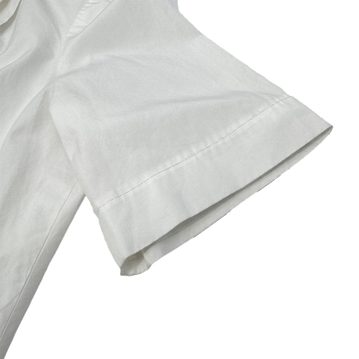 Luxury Promise Japan CHANEL VINTAGE COCO BUTTON FRONT SHORT SLEEVE BLOUSE WHITE GOLD COTTON RTW 90286880