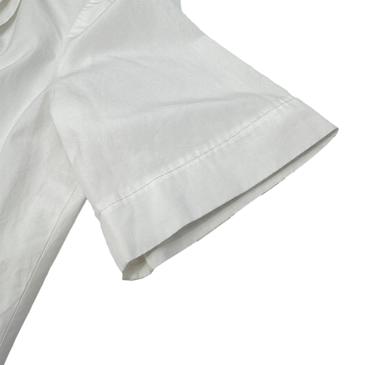Luxury Promise Japan CHANEL VINTAGE COCO BUTTON FRONT SHORT SLEEVE BLOUSE WHITE GOLD COTTON RTW 90286880