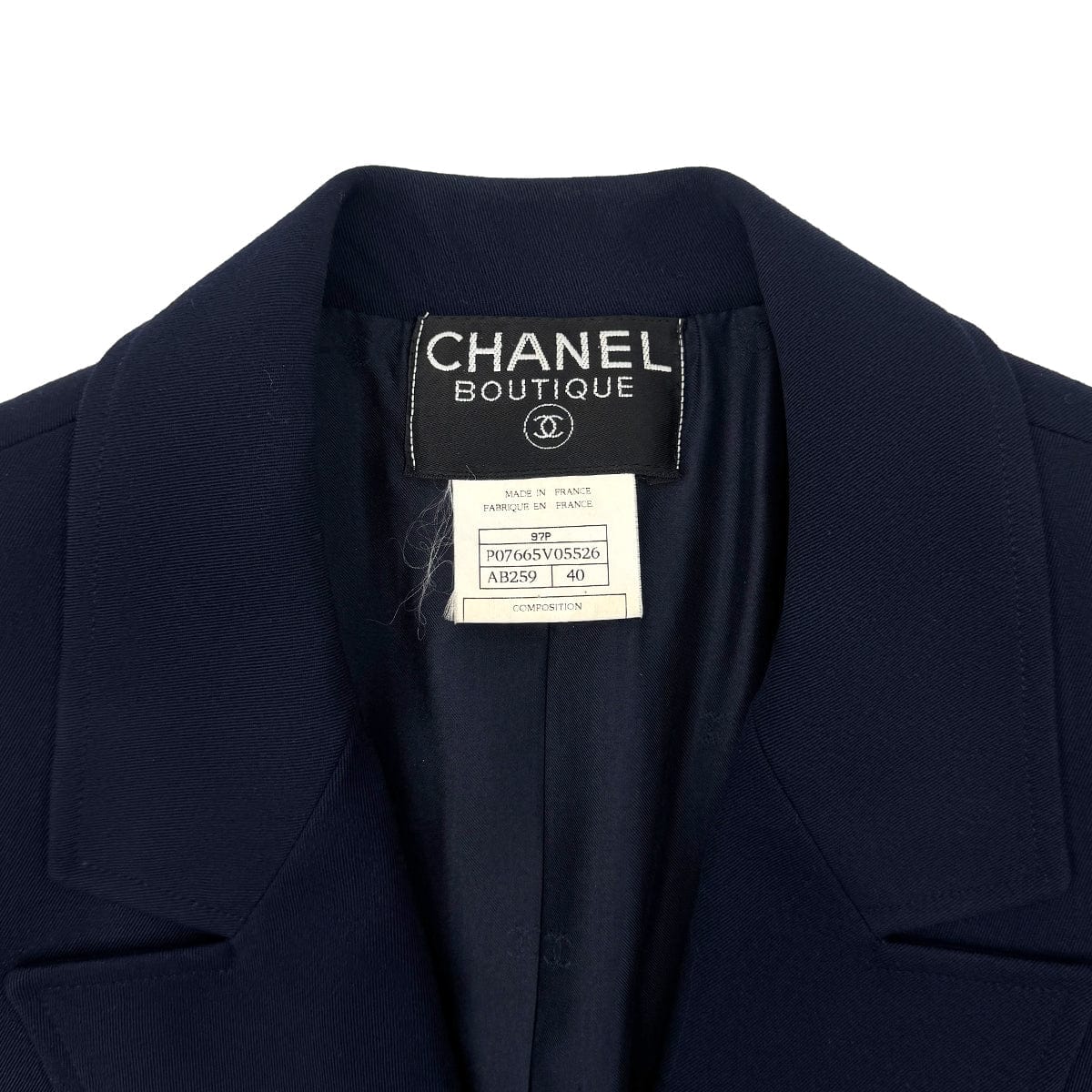 Luxury Promise Japan CHANEL VINTAGE COCO BUTTON JACKET NAVY WOOL 40 97P RTW 90283144