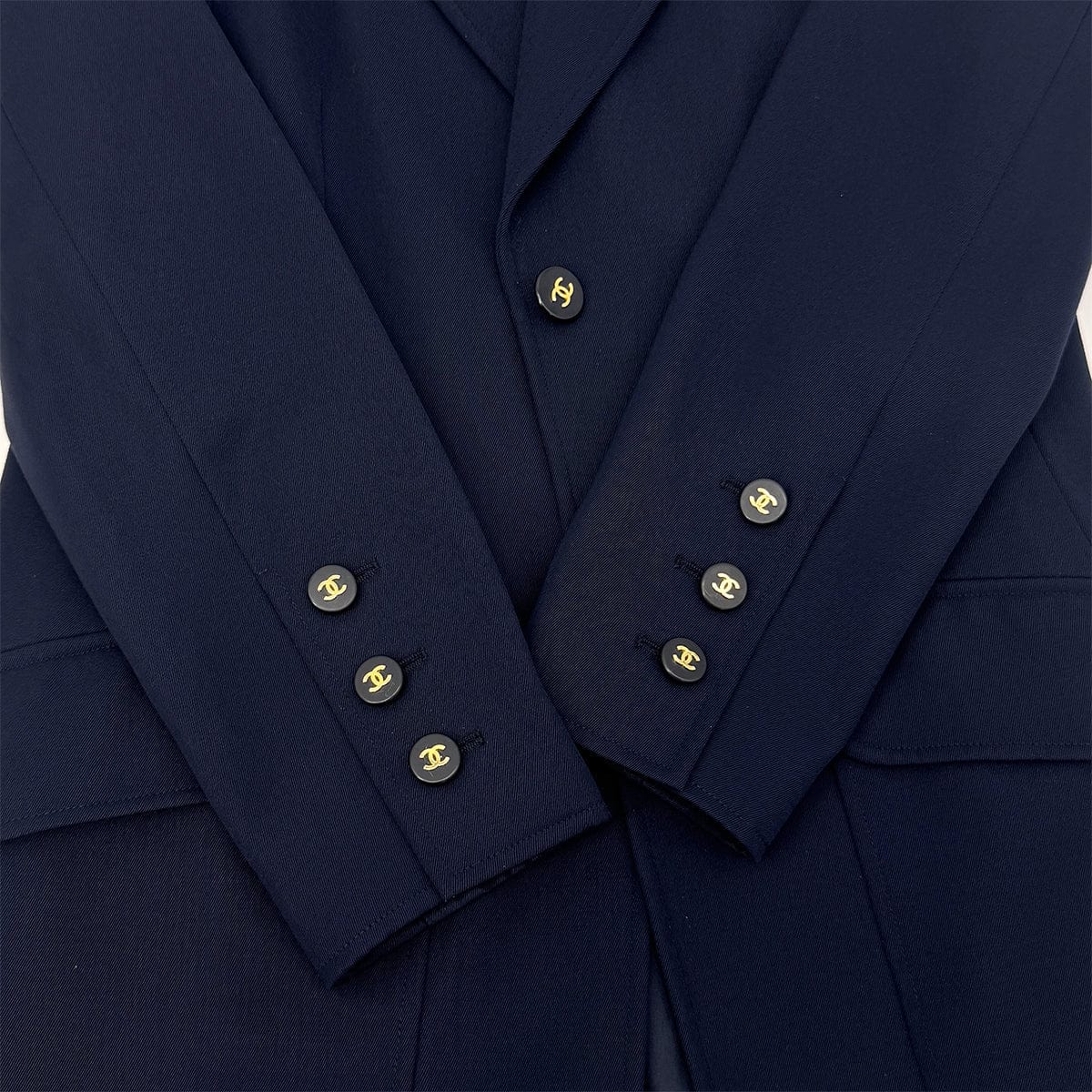 Luxury Promise Japan CHANEL VINTAGE COCO BUTTON JACKET NAVY WOOL 40 97P RTW 90283144