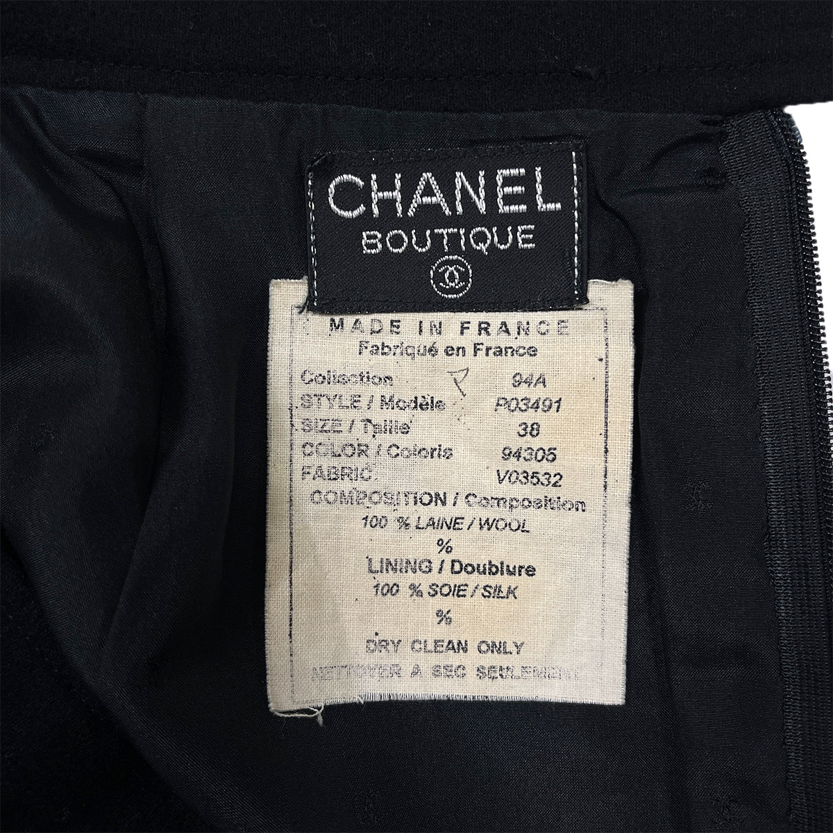 Luxury Promise Japan CHANEL VINTAGE COCO BUTTON PENCIL SKIRT BLACK WOOL 38 94A RTW 90286889