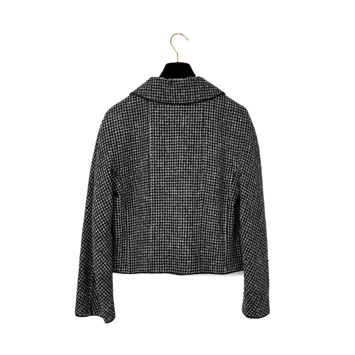 Luxury Promise Japan CHANEL VINTAGE COCO BUTTON TWEED JACKET BLACK GRAY RAYON 38 RTW 90303323