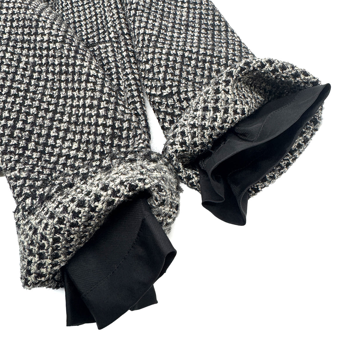 Luxury Promise Japan CHANEL VINTAGE COCO BUTTON TWEED JACKET BLACK GRAY RAYON 38 RTW 90303323