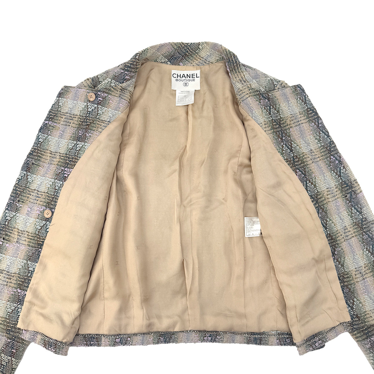 Luxury Promise Japan CHANEL VINTAGE COCO BUTTON TWEED JACKET MULTI COLOR WOOL 40 98P RTW 90291471