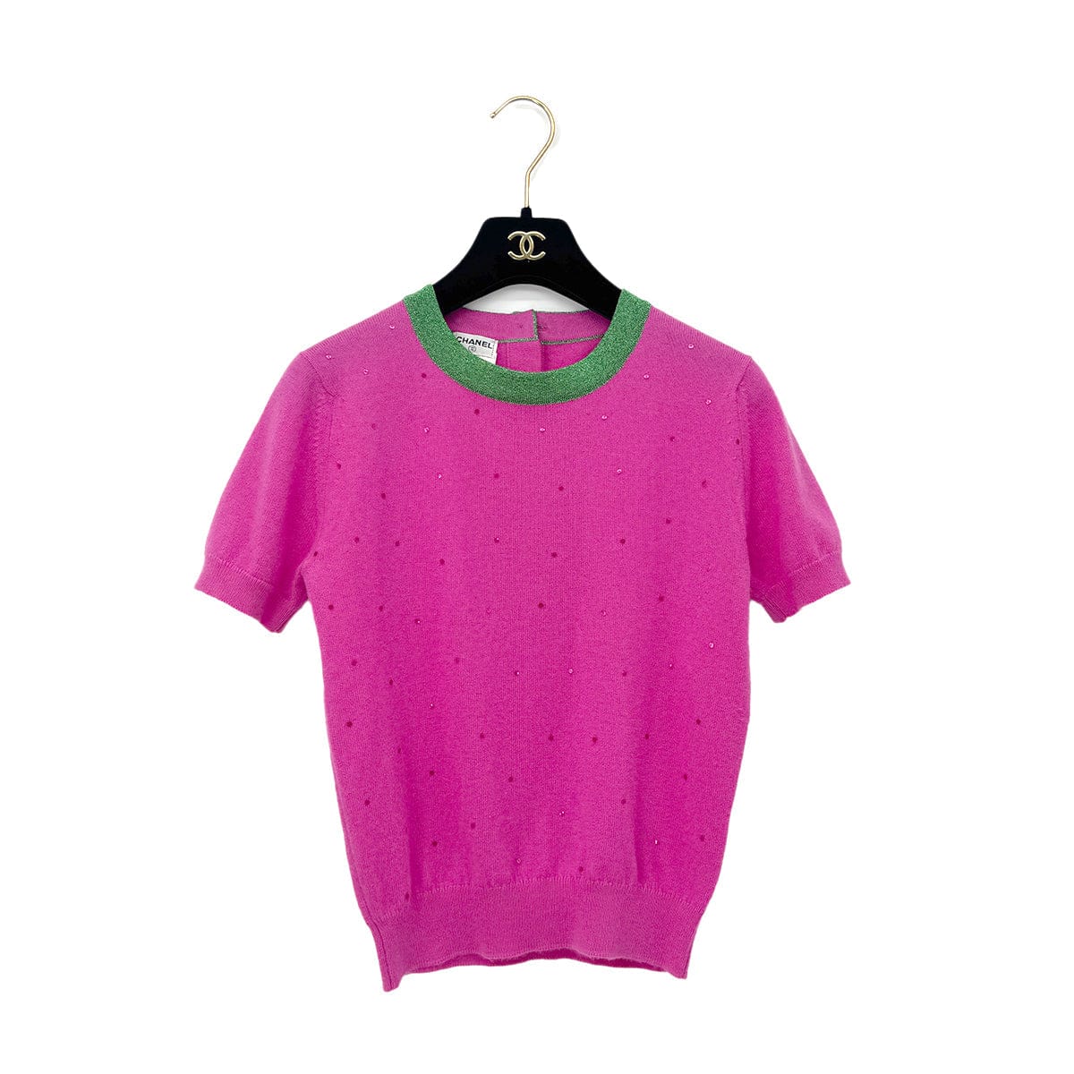 Luxury Promise Japan CHANEL VINTAGE COCO BUTTON TWIN SET CARDIGAN 1996 FALL PINK CASHMERE 40 96A RTW 90292118