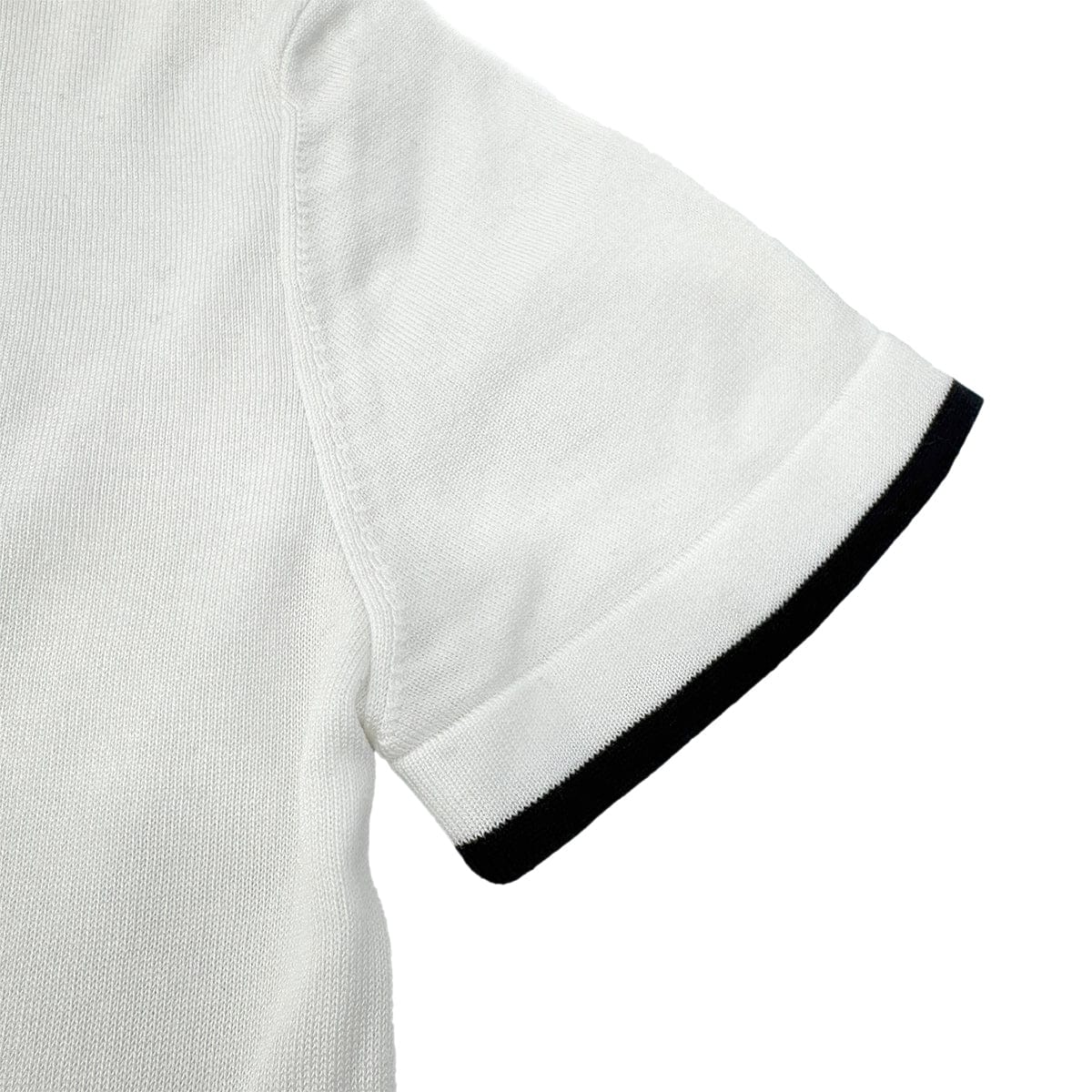 Luxury Promise Japan CHANEL VINTAGE COCOBUTTON BICOLOR POLO SHIRT WHITE BLACK COTTON 38 96C RTW 90290210