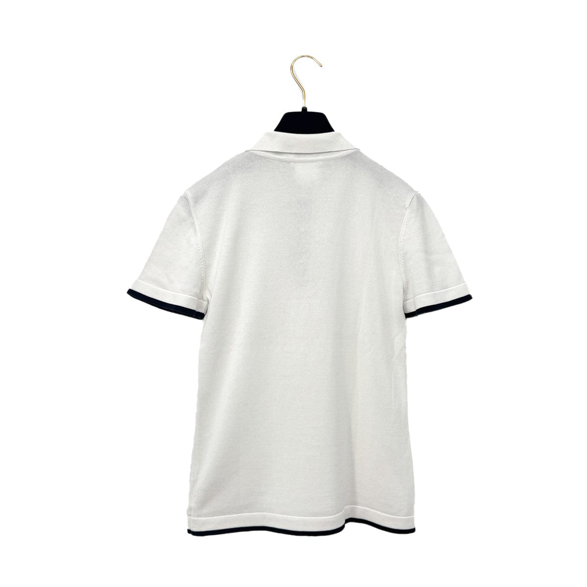 Luxury Promise Japan CHANEL VINTAGE COCOBUTTON BICOLOR POLO SHIRT WHITE BLACK COTTON 38 96C RTW 90290210