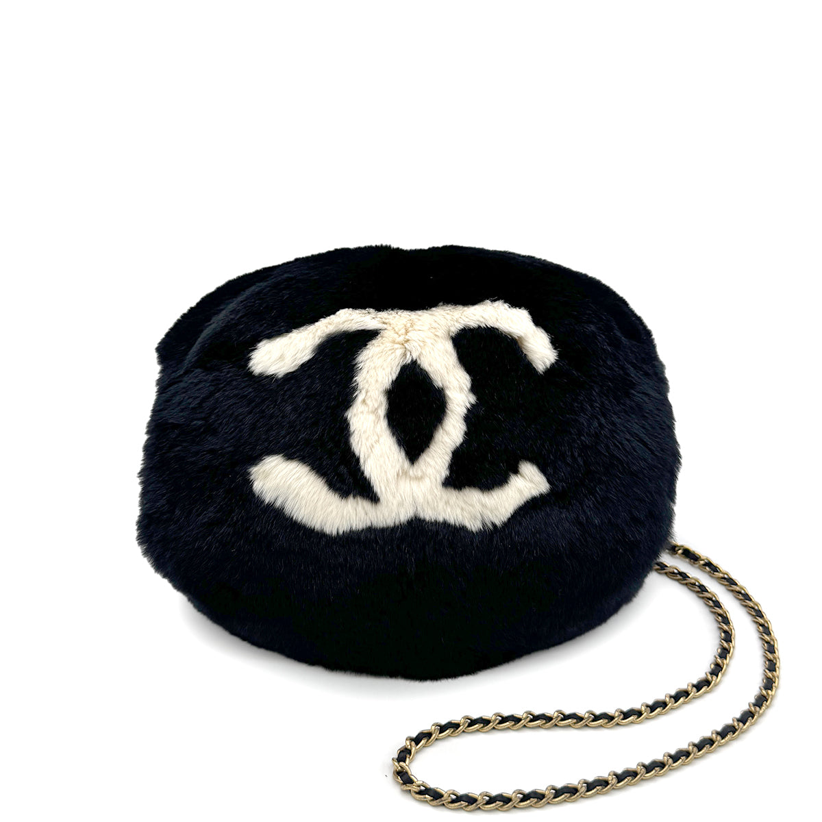 Luxury Promise Japan CHANEL VINTAGE COCOMARK ARM WARMER CHAIN SHOULDER BAG BLACK FUR 90273898